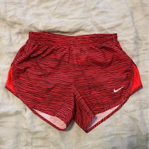 Nike Dry-fit Women’s Running Short. Size XS in Red/Black Stripes